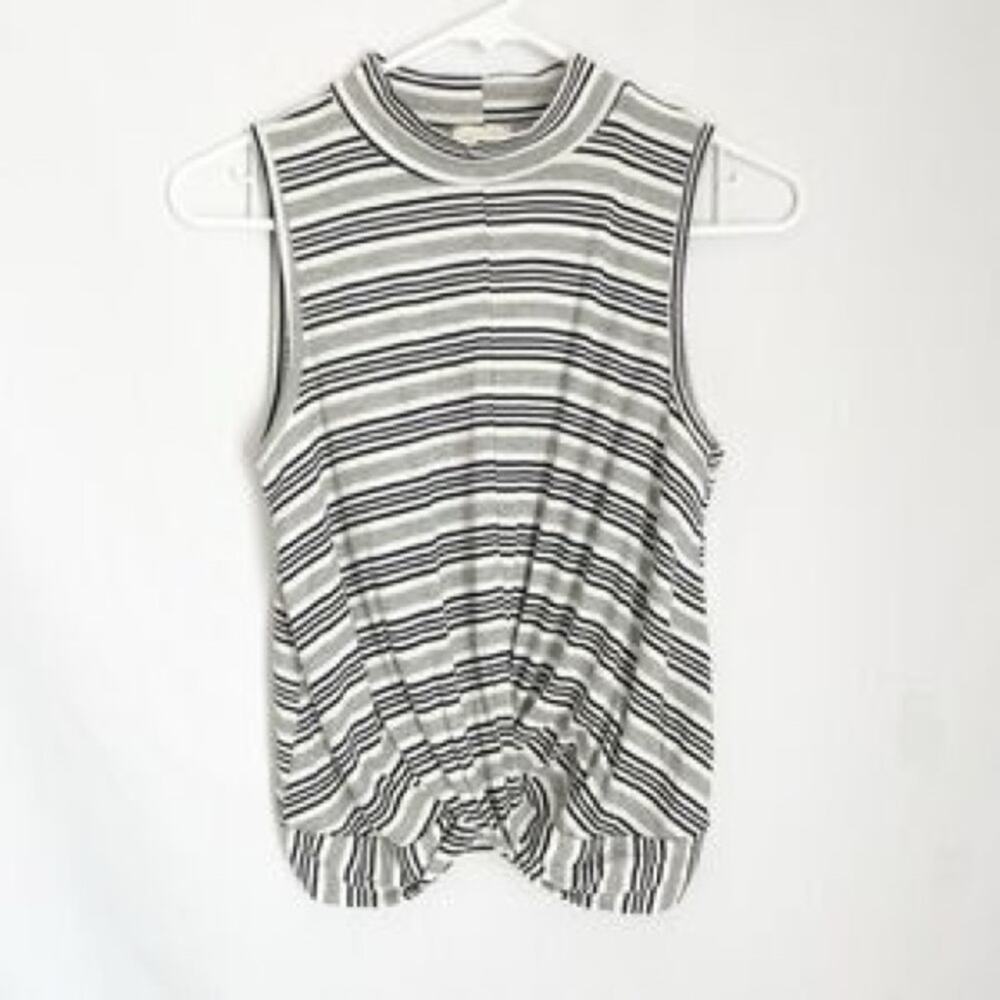 Caution to the wind Striped Black and White Sleeveless Top